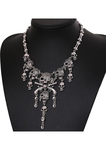Kafatası Bildirimi Kolye-Gotik Vintage Bohem Etnik Çingene Bildirimi Festivali Önlük Kolye Takı Karnaval Cadılar Bayramı (Yurt Dışından) fırsatları