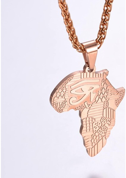Afrika Haritası Kolye, Antik Mısır Horus'un Gözü Klavikula Zinciri, Paslanmaz Çelik Kolye Kadın Aksesuarları (Gül Altın) (Yurt Dışından) modelleri