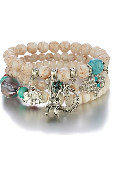 Adet Bohemian Boncuk Bilezik Seti Kadınlar Için Çok Katmanlı Püskül Istiflenebilir Boncuklu Charm Streç Bildirimi Bilezik, Kadın Takı (Yurt Dışından)