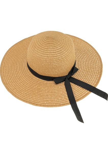 Fiyonklu Büyük Kenarlı Güneşlik Hasır Şapka Fiyonklu Büyük Güneş Şapkası (Yurt Dışından)