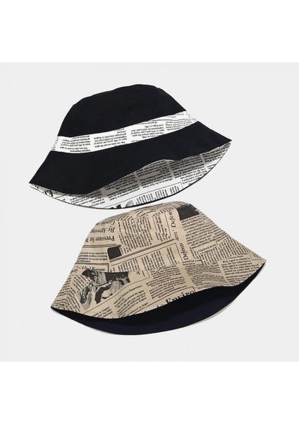 Unisex Baskı Çift Taraflı Aşınabilen Çift Taraflı Kovalı Şapka, Haki (Yurt Dışından) indirimleri