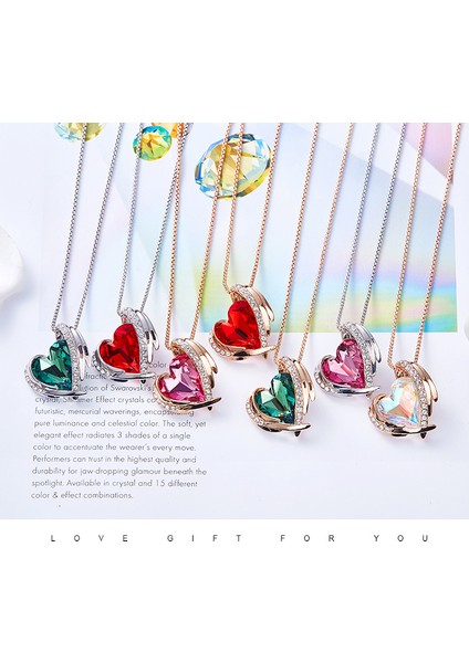 Kadınlar Için Aşk Kalp Kolye Kolye Gümüş Ton Gül Altın Ton Kristaller Birthstone Anneler Günü Sevgililer Günü Takı Hediyeler Kadınlar Için, Gül Altın Mor (Yurt Dışından)