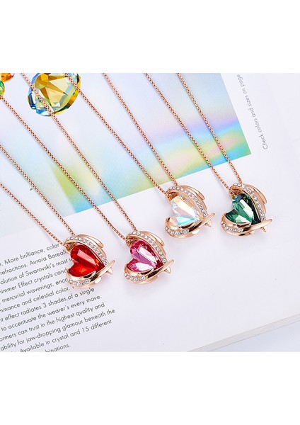 Kadınlar Için Aşk Kalp Kolye Kolye Gümüş Ton Gül Altın Ton Kristaller Birthstone Anneler Günü Sevgililer Günü Takı Hediyeler Kadınlar Için, Gül Altın Mor (Yurt Dışından)