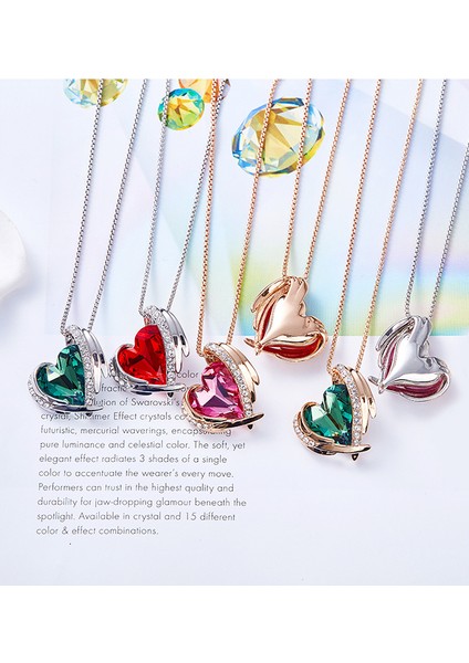 Kadınlar Için Aşk Kalp Kolye Kolye Gümüş Ton Gül Altın Ton Kristaller Birthstone Anneler Günü Sevgililer Günü Takı Hediyeler Kadınlar Için, Gül Altın Mor (Yurt Dışından)