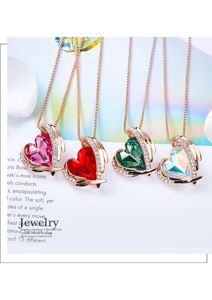 Kadınlar Için Aşk Kalp Kolye Kolye Gümüş Ton Gül Altın Ton Kristaller Birthstone Anneler Günü Sevgililer Günü Takı Hediyeler Kadınlar Için, Gül Altın Mor (Yurt Dışından)