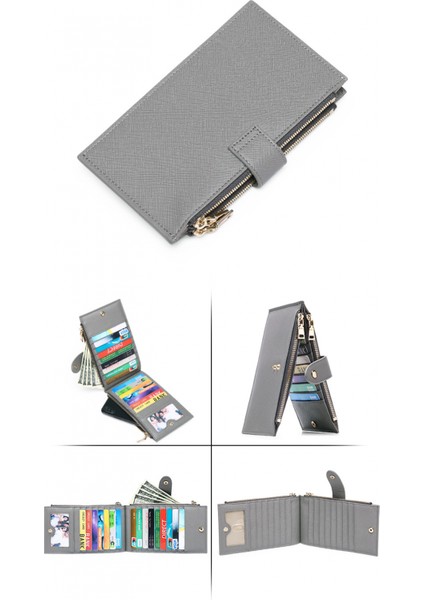 Slim Wallet – Minimalist Bifold Front Pocket Wallet Rfıd Blocking Credit Card Holder Cross Stripe Zipper Pocket Wallet, Rfid Wallet (Yurt Dışından)