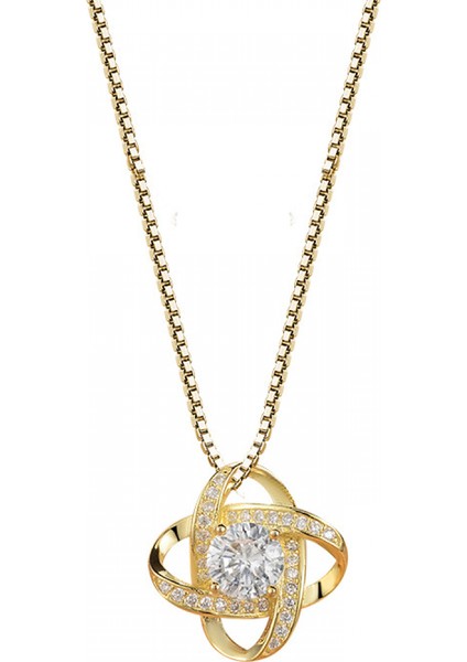 S925 Gümüş Yonca Zirkon Bayan Kolye Kolye (Yurt Dışından)