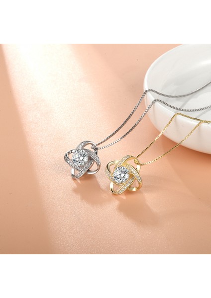 S925 Gümüş Yonca Zirkon Bayan Kolye Kolye (Yurt Dışından) fiyatları