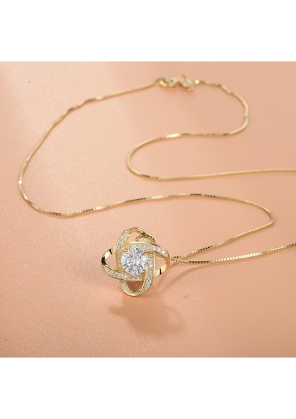 S925 Gümüş Yonca Zirkon Bayan Kolye Kolye (Yurt Dışından) modelleri