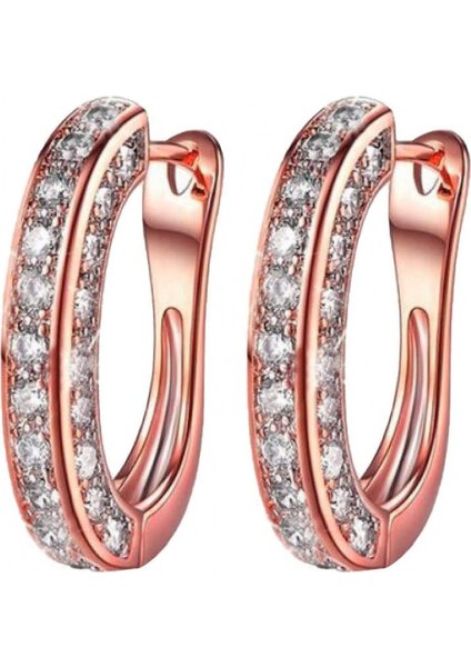 Kadınlar Için Elmas Halka Küpeler, Lüks Yuvarlak Elmas Küpeler, Parlayan Lüks Yuvarlak Elmas Küpeler, Kadın Gümüş Altın Rosegold Glitter, Rose Gold (Yurt Dışından) modelleri