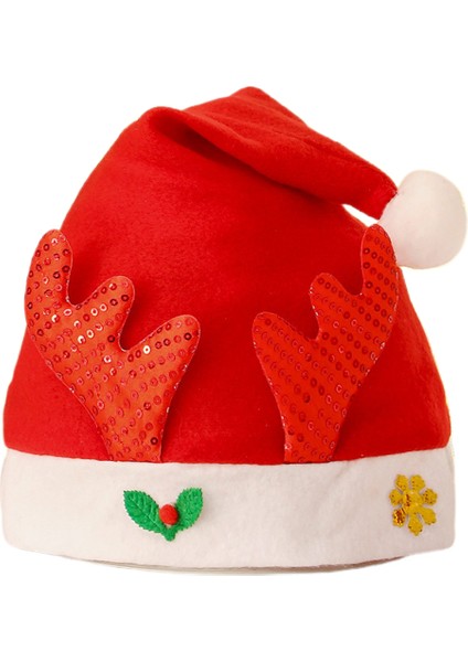 4 Paket Noel Şapka Karikatür Şapka Noel Kostüm Partisi ve Tatil Etkinliği Için Lüks Peluş Şapka (Kırmızı Boynuz Şapka) (Yurt Dışından)