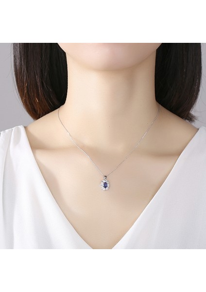 925 Ayar Gümüş Zirkon Kolye Kolye Ayçiçeği Şekli Taş Birthstone Kadınlar Için 18 Inç Gümüş Zincir ile (Yurt Dışından) fiyatları