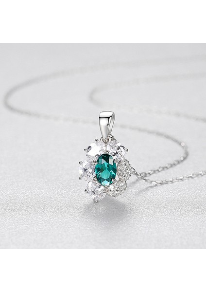 925 Ayar Gümüş Zirkon Kolye Kolye Ayçiçeği Şekli Taş Birthstone Kadınlar Için 18 Inç Gümüş Zincir ile (Yurt Dışından) modelleri