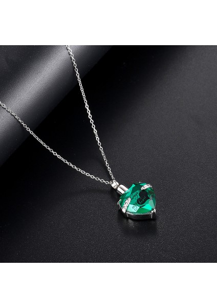 Hatıra Takı Birthstone Kristal Urn Kolye Kalp Anıt Hatıra Kolye Kül Tutucu Kremasyon Takı Külleri (Koyu Yeşil) (Yurt Dışından)