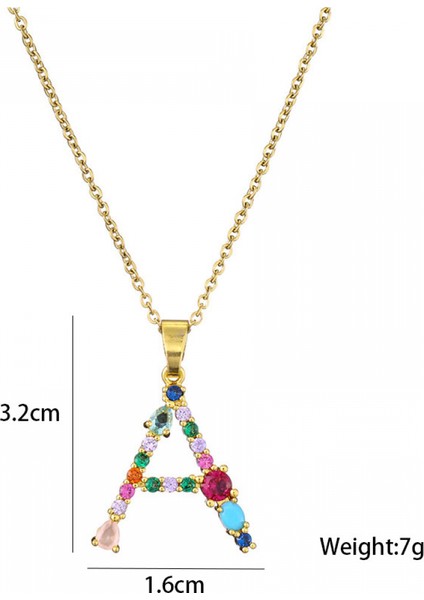 Kadın Kolyeleri - Ingilizce A Harfi Kolye Kakma Renkli Değerli Taşlar Klavikula Zinciri Kadın Takıları (Yurt Dışından) modelleri