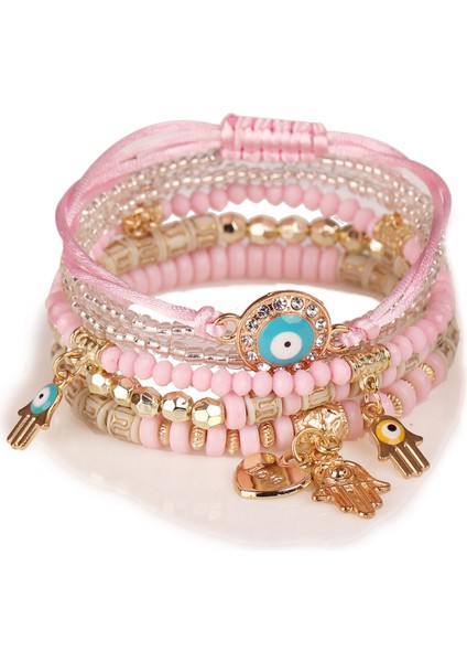 Adet Bileklik Boho Charms Streç Istiflenebilir Bilezik El Yapımı Çok Renkli Kristal Boncuklu Şanslı Koruma Bilezik Strand Bilezik (Yurt Dışından)