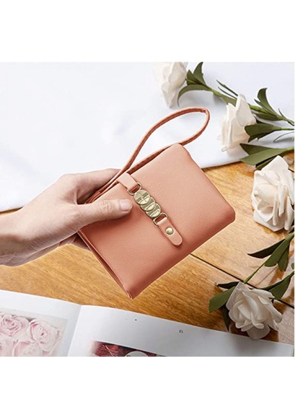 Kadınlar Için Cüzdanlar Küçük Rfid Bifold Bayan Cüzdan Bileklik Değişim Çanta Bilek Kayışı ile Kart Para Için --- Pembe (Yurt Dışından) modelleri