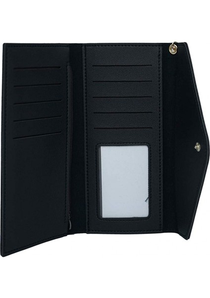 Leather Credit Card Holder Clutch Wallets For Women---Black (Yurt Dışından) fiyatları
