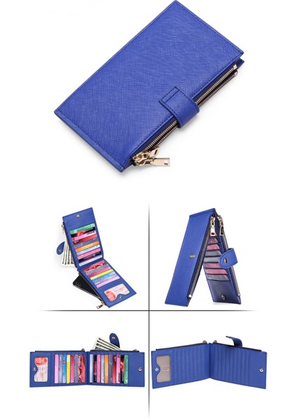 Slim Wallet – Minimalist Bifold Front Pocket Wallet Rfıd Blocking Credit Card Holder Cross Stripe Zipper Pocket Wallet, Rfid Wallet (Yurt Dışından)
