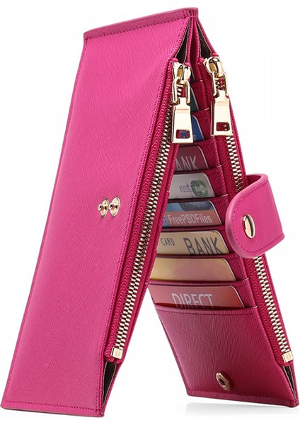 Slim Wallet – Minimalist Bifold Front Pocket Wallet Rfıd Blocking Credit Card Holder Cross Stripe Zipper Pocket Wallet, Rfid Wallet (Yurt Dışından)