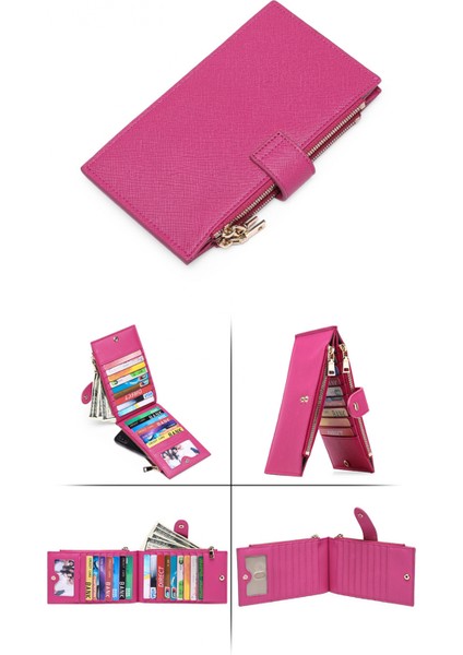 Slim Wallet – Minimalist Bifold Front Pocket Wallet Rfıd Blocking Credit Card Holder Cross Stripe Zipper Pocket Wallet, Rfid Wallet (Yurt Dışından)
