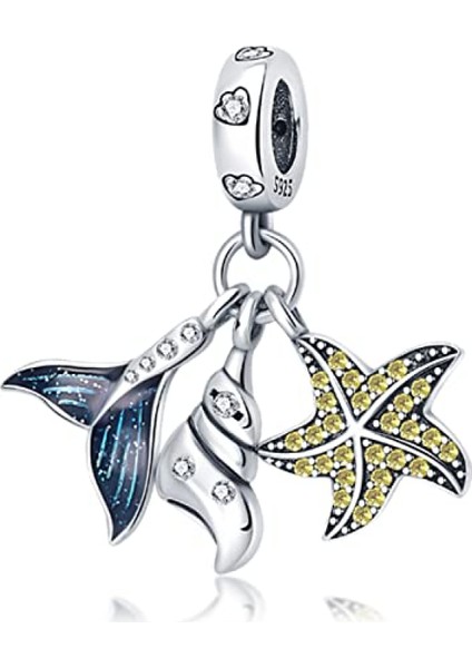 Avekı Bilezikler Için 925 Ayar Gümüş Charm Nazar Seyahat Dangle Charms Avrupa Bilezikler Için Kolye Kolye Boncuk Takı Hediye Kadın Genç Kızlar Için, Okyanus Denizkızı Charm (Yurt Dışından)