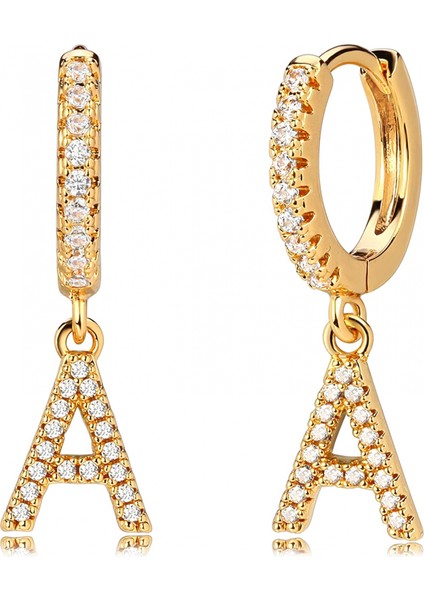 Avekı 18K Zarif Altın Kaplama Açacağı Kübik Zirkon Harf Charm Huggie Hoop Küpeler Harfleri Az 26 Harf Charm Küpeler Kişiselleştirilmiş Minik Dangle Minimalist Ilk Takı Sembolik Hediye (Yurt Dışından)