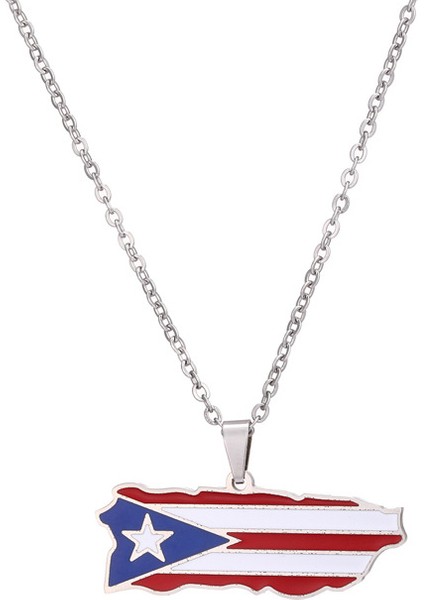 2 Adet Moda Bayanlar Harita Kolye, Paslanmaz Çelik Porto Riko Kalp Harita Kolye Kolye, Aile Için En Iyi Hediye (Yurt Dışından) fiyatları