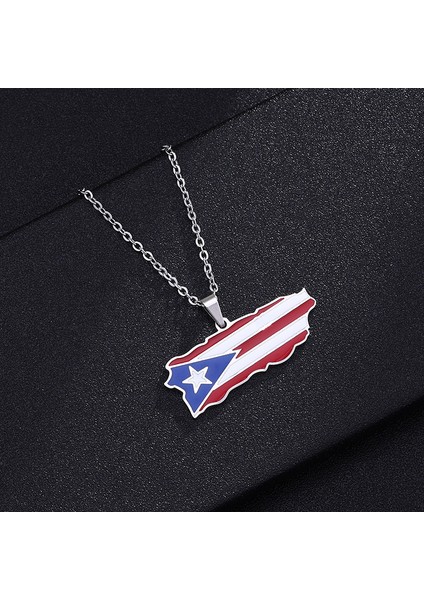 2 Adet Moda Bayanlar Harita Kolye, Paslanmaz Çelik Porto Riko Kalp Harita Kolye Kolye, Aile Için En Iyi Hediye (Yurt Dışından) modelleri