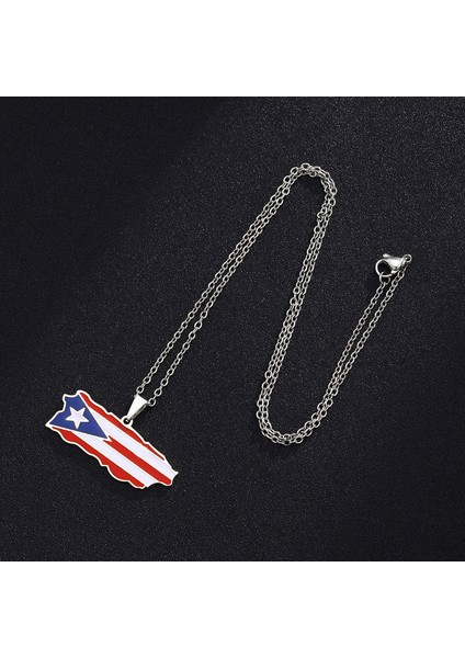 2 Adet Moda Bayanlar Harita Kolye, Paslanmaz Çelik Porto Riko Kalp Harita Kolye Kolye, Aile Için En Iyi Hediye (Yurt Dışından) fırsatları