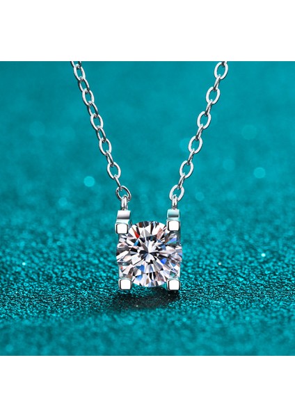 Moissanite Kolye Kolye 1ct 18K Beyaz Altın Kaplama Gümüş D Renk Kadınlar Için Ideal Kesim Pırlanta Kolye (Yurt Dışından)