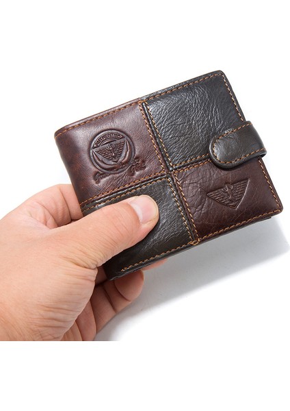 Cüzdanlar Erkek Deri Rfıd Engellemeli Ince Cüzdan, 10 Kredi Kartı, 2 Banknot Bölmesi, Kimlik Penceresi ve Para Cebi Minimalist Cüzdan-Siyah Kahve 2 (Yurt Dışından)