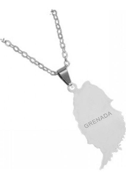 Paslanmaz Çelik Kolye Takıları, Grenada Haritası Kolyesi, Erkekler ve Kadınlar Için Moda Aksesuarları, Aile Veya Arkadaşlar Için En Iyi Hediye (Çelik Rengi) (Yurt Dışından)