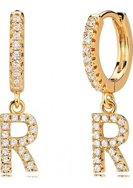 Avekı 18K Zarif Altın Kaplama Açacağı Kübik Zirkon Harf Charm Huggie Hoop Küpeler Harfleri Az 26 Harf Charm Küpeler Kişiselleştirilmiş Minik Dangle Minimalist Ilk Takı Sembolik Hediye (Yurt Dışından)