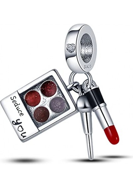 Avekı Bilezikler Için 925 Ayar Gümüş Charm Avrupa Bilezikler Için Nazar Seyahat Dangle Takılar Kadın Genç Kızlar Için Kolye Kolye Boncuk Takı , Makyaj Üç Parçalı Set Charm (Yurt Dışından)