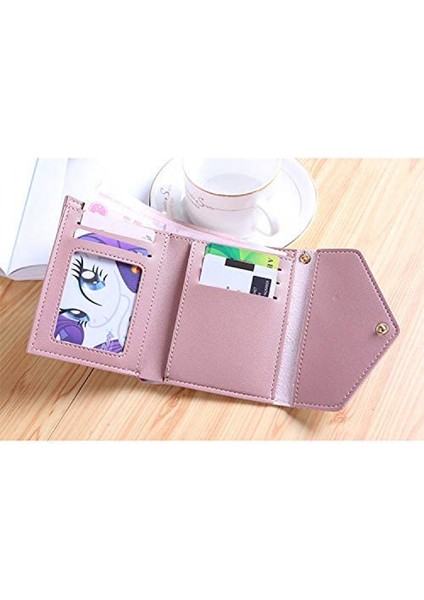 Small Wallet For Women，ultra Slim Pu Leather Credit Card Holder Clutch Wallets For Women---Pink (Yurt Dışından) modelleri