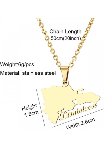 Paslanmaz Çelik Altın Kolye Takı, Dominika Harita Kolye, Erkekler ve Kadınlar Için Moda Aksesuarları, Aile Veya Arkadaşlar Için En Iyi Hediye (Yurt Dışından) modelleri