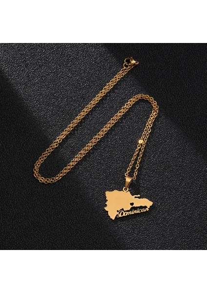 Paslanmaz Çelik Altın Kolye Takı, Dominika Harita Kolye, Erkekler ve Kadınlar Için Moda Aksesuarları, Aile Veya Arkadaşlar Için En Iyi Hediye (Yurt Dışından) fırsatları