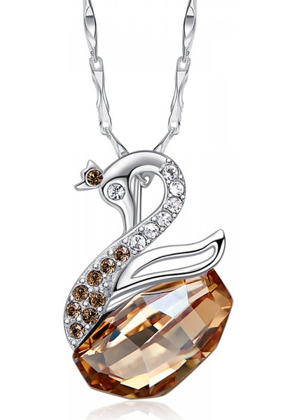 Romantik Sevgililer Yeni Yıl Hediyesi Mücevher Kolye, Kristal Kolye Kolye Takı Kadınlar Için Birthstone Kolye Kadınlar Için, Kuğu (Yurt Dışından)