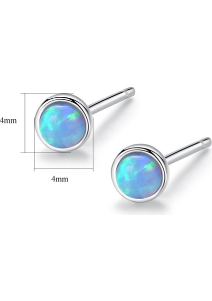 Gümüş Hakiki Veya Yaldızlı Oluşturulan Yuvarlak Opal Saplama Küpeler, Sevgililer Günü, Anneler Günü ve Doğum Günü Hediyesi (Gül Altın Mavi Opal) (Yurt Dışından) modelleri