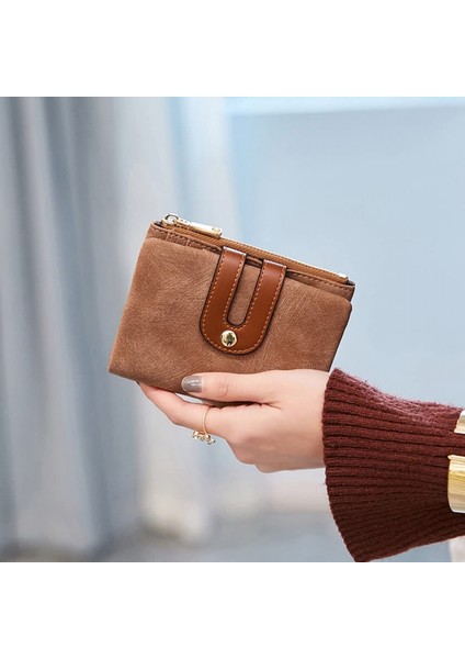 Kadın Rfid Küçük Bifold Deri Cüzdan Bayan Mini Fermuarlı Bozuk Para Cüzdanı Kimlik Kartı Cebi, Ince Kompakt Ince ----- Kahverengi (Yurt Dışından) fırsatları