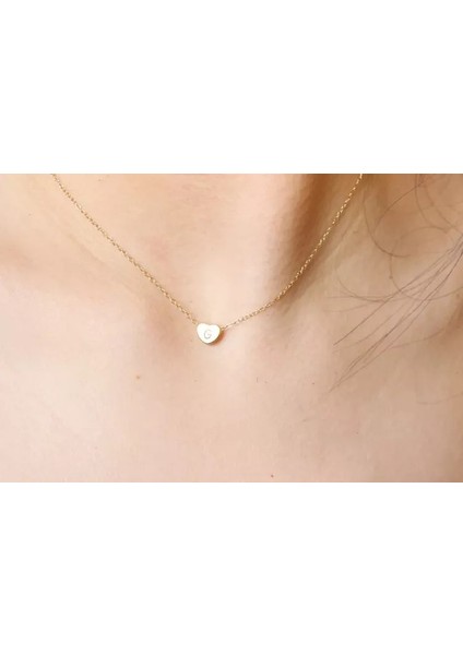 Kalp Ilk Kolye Paslanmaz Çelik Mini Kalp Harf Kolye 14K Altın Kaplama Titanyum Çelik ----- Altın F (Yurt Dışından) fiyatları