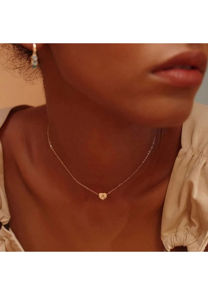 Kalp Ilk Kolye Paslanmaz Çelik Mini Kalp Harf Kolye 14K Altın Kaplama Titanyum Çelik ----- Altın F (Yurt Dışından) modelleri