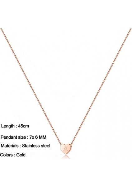 Kalp Ilk Kolye Paslanmaz Çelik Mini Kalp Harf Kolye 14K Altın Kaplama Titanyum Çelik ----- Altın F (Yurt Dışından) fırsatları