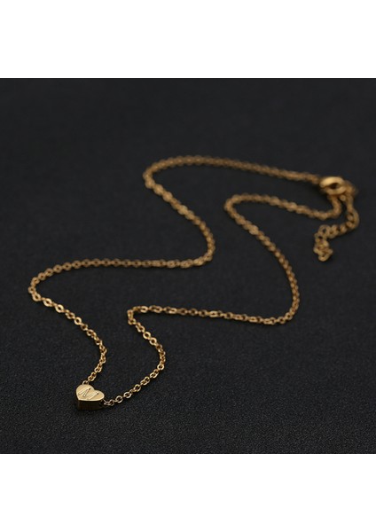 Kalp Ilk Kolye Paslanmaz Çelik Mini Kalp Harf Kolye 14K Altın Kaplama Titanyum Çelik ----- Altın F (Yurt Dışından) indirimleri