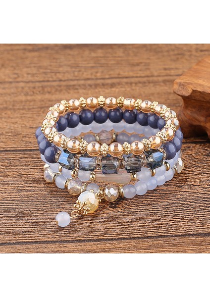 1 Adet Bohemian Istiflenebilir Boncuk Bilezikler Kadın Erkek Çok Katmanlı Bilezik Seti Kolye Çekicilik Streç Bilezik (Yurt Dışından)