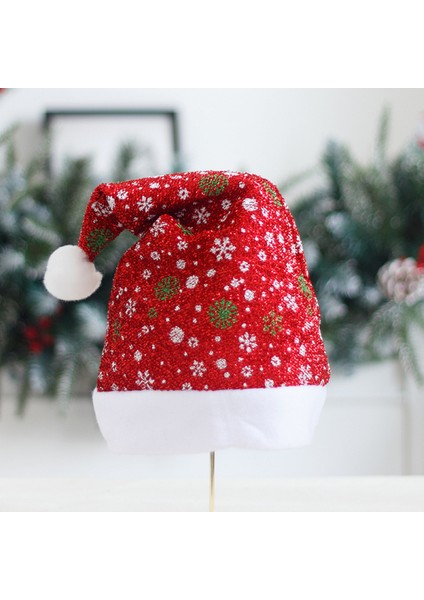 Kar Tanesi Noel Şapkası Fırçalanmış Kumaş Flanel Kırmızı Noel Baba Şapkası Şenlikli Dekorasyon (Yurt Dışından) fiyatları