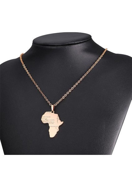 Erkekler / Kadınlar Için Renkli Kolye Zinciri Afrika Haritası Hiphop Hediyesi (Gül Altın) (Yurt Dışından)