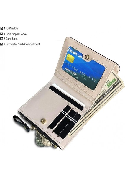 Kızlar Cüzdan Küçük Bifold Bayan Cüzdan Rfid, Genç Kız Çocuklar Için Kompakt Kadın Sevimli Mini Fermuar Para Kartı Çanta (Siyah) (Yurt Dışından)