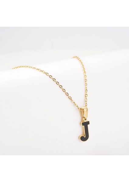 18 Ayar Altın Kaplama Harfli Kolye, Paslanmaz Çelik Ilk A'dan Z'ye Harfli Kadın Kızlar Için Kolyeler, Siyah/altın, Zincir Kolye (Yurt Dışından) fiyatları